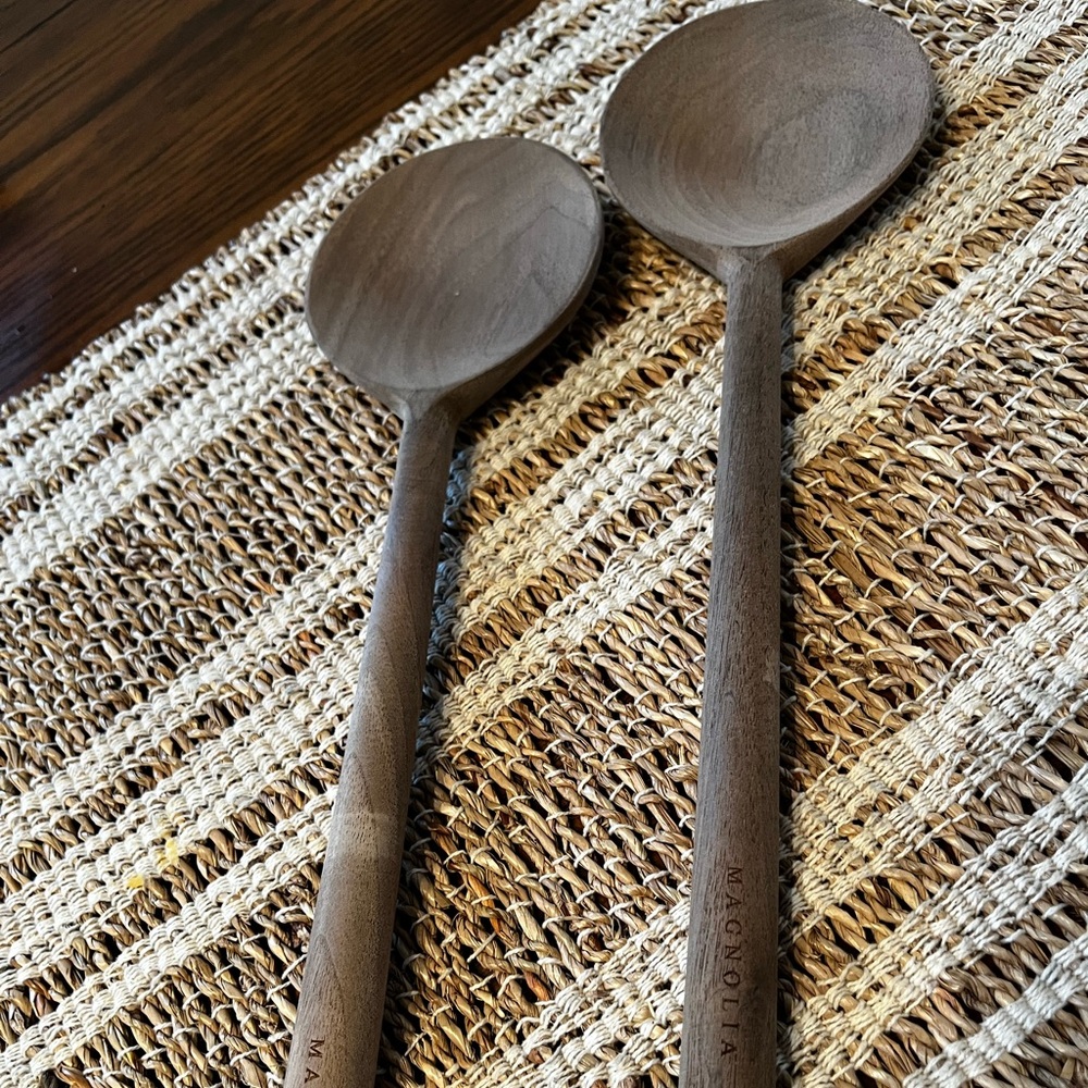 Magnolia walnut wood serving spoons